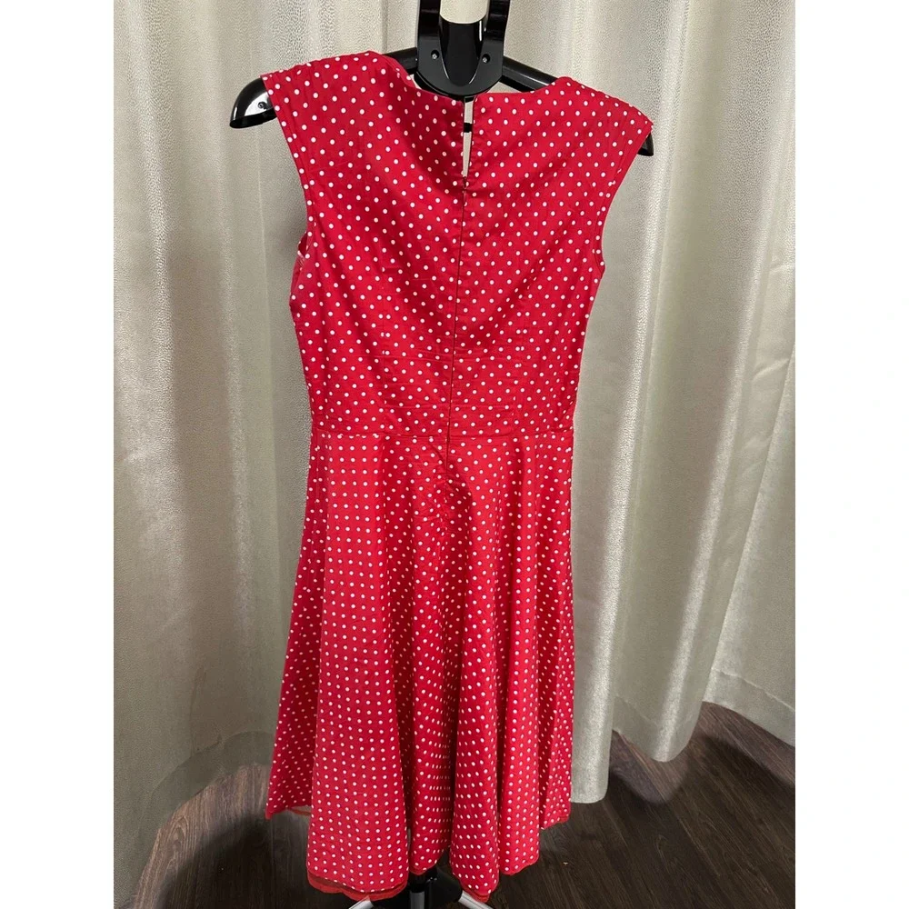 MUXXN Retro 1950s Red Polka Dot Rockabilly Swing Dress - Size M (US 8) - Picture 2 of 6